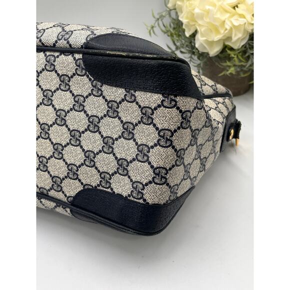 Gucci Designer 80’s Vintage Monogram GG Navy Boston Top Handle Handbag Satchel - Picture 11 of 14